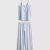 Pijamale cu top tip cami cu fundă din satin imprimat Pijamale cu top tip cami cu fundă din satin imprimat