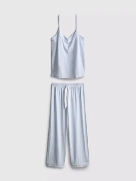Pijamale cu top tip cami cu fundă din satin imprimat
