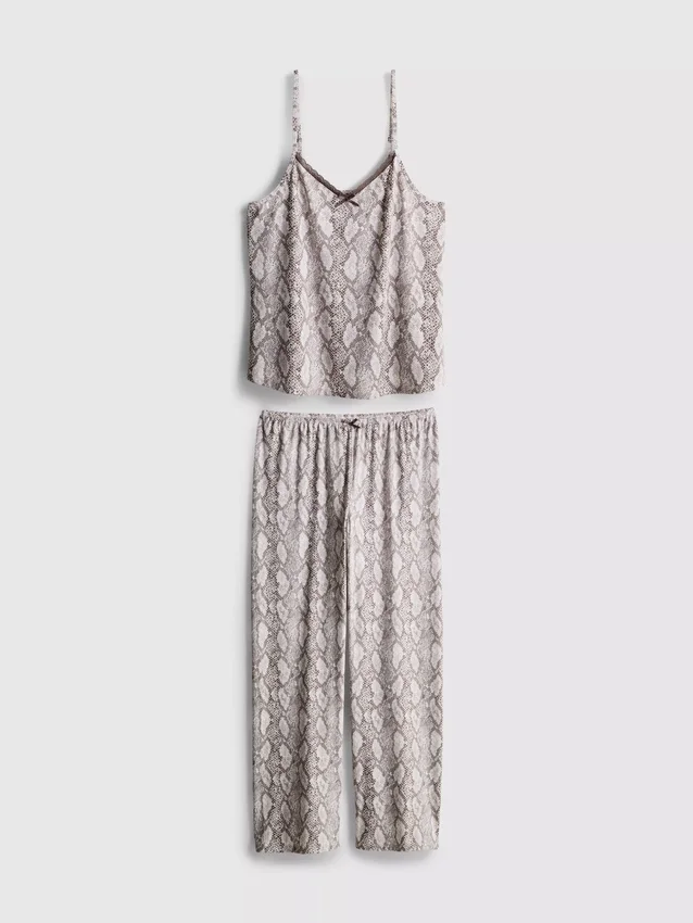 Pijamale cu top tip cami din dantelă cu imprimeu leopard Pijamale cu top tip cami din dantelă cu imprimeu leopard