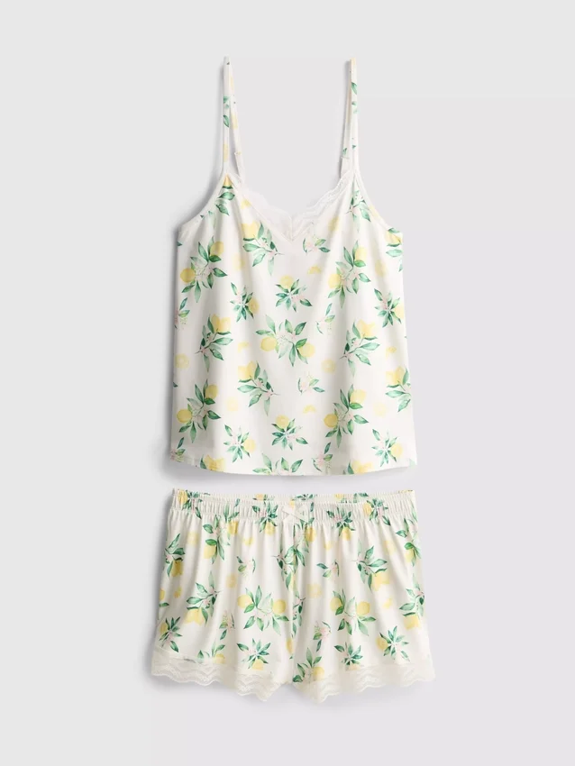 Pijamale cu top tip cami și pantaloni scurți Pijamale cu top tip cami și pantaloni scurți