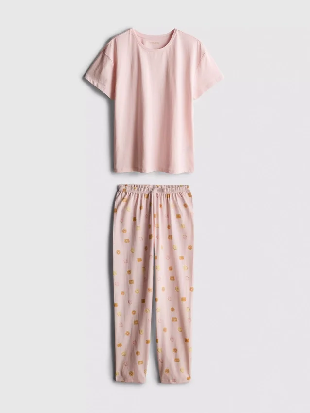 Pijamale din bumbac cu imprimeu Pijamale din bumbac cu imprimeu