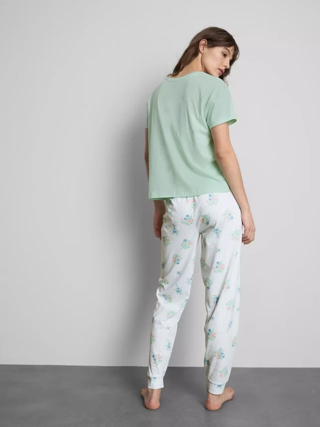 Pijamale din bumbac cu imprimeu Pijamale din bumbac cu imprimeu