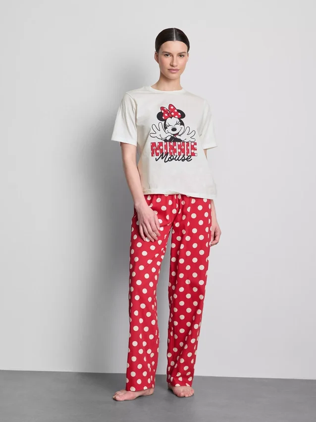 Pijamale din bumbac cu imprimeu Minnie Mouse de la Disney Pijamale din bumbac cu imprimeu Minnie Mouse de la Disney