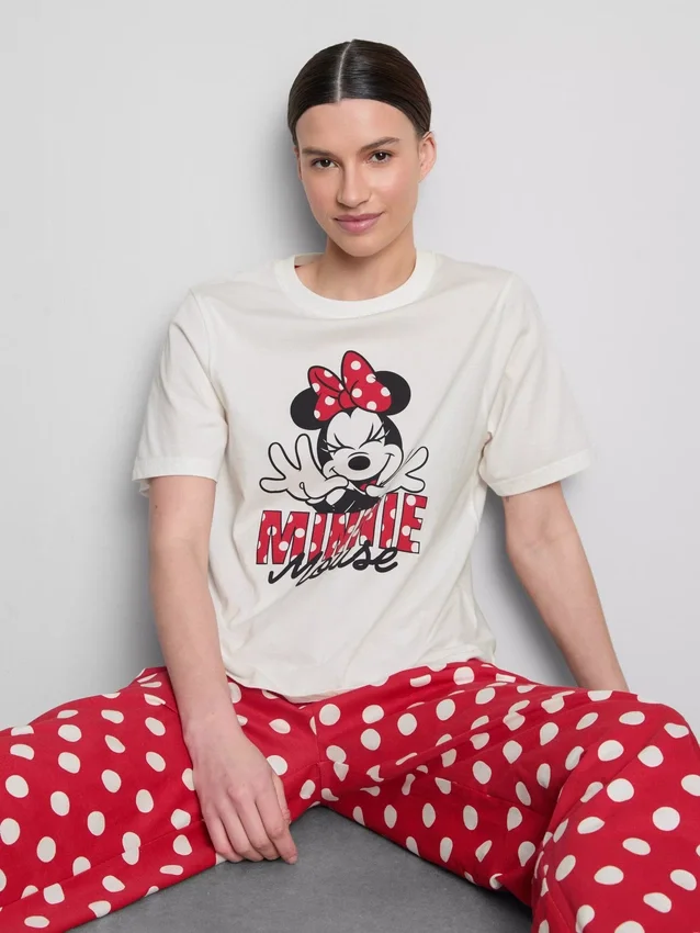 Pijamale din bumbac cu imprimeu Minnie Mouse de la Disney Pijamale din bumbac cu imprimeu Minnie Mouse de la Disney