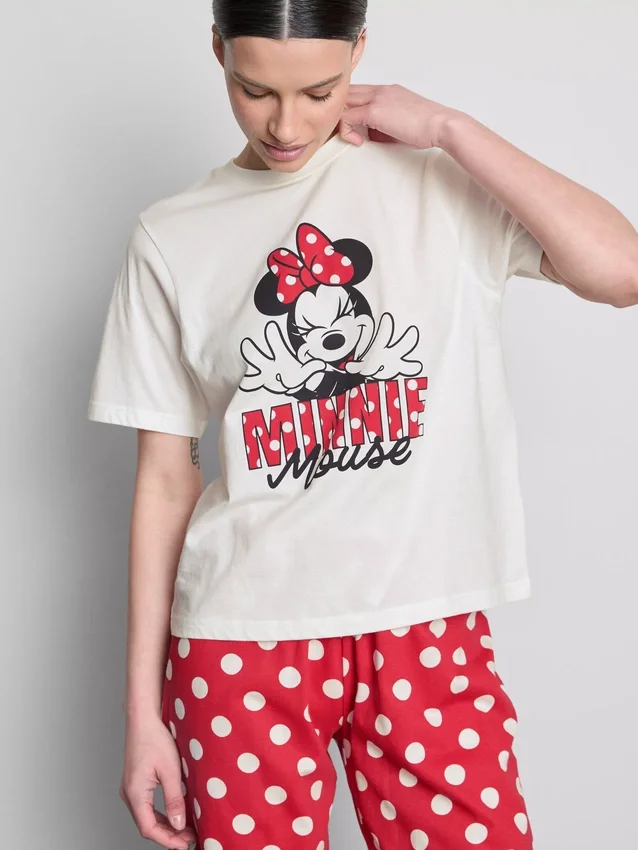 Pijamale din bumbac cu imprimeu Minnie Mouse de la Disney Pijamale din bumbac cu imprimeu Minnie Mouse de la Disney