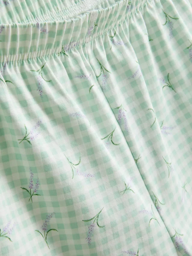 Pijamale din bumbac cu maiou și pantaloni scurți Pijamale din bumbac cu maiou și pantaloni scurți