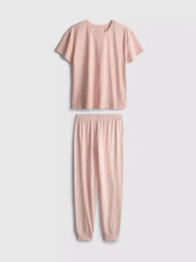 Pijamale din bumbac cu pantaloni scurți și imprimeu