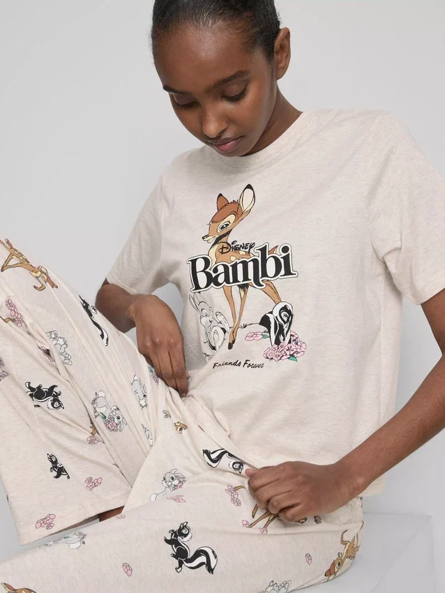 Pijamale Disney din amestec de bumbac cu imprimeu grafic Pijamale Disney din amestec de bumbac cu imprimeu grafic