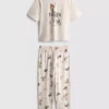 Pijamale Disney din amestec de bumbac cu imprimeu grafic Pijamale Disney din amestec de bumbac cu imprimeu grafic
