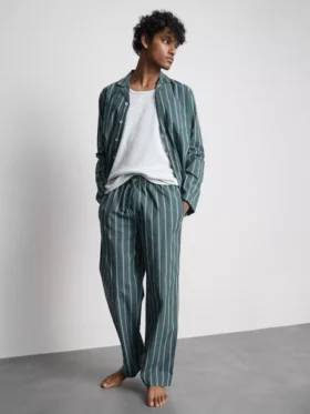 Pijamale lungi din poplin cu dungi