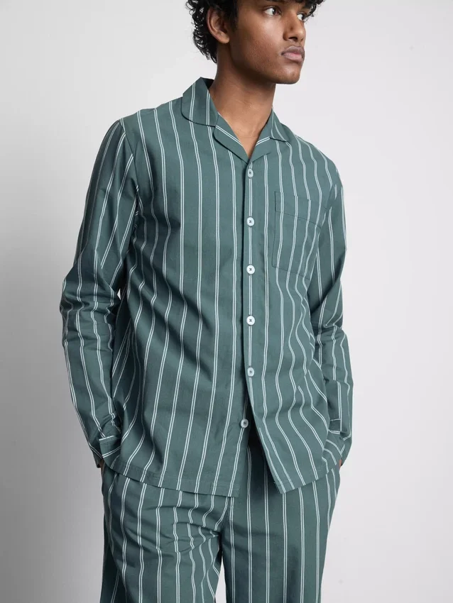 Pijamale lungi din poplin cu dungi Pijamale lungi din poplin cu dungi
