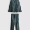 Pijamale lungi din poplin cu dungi Pijamale lungi din poplin cu dungi