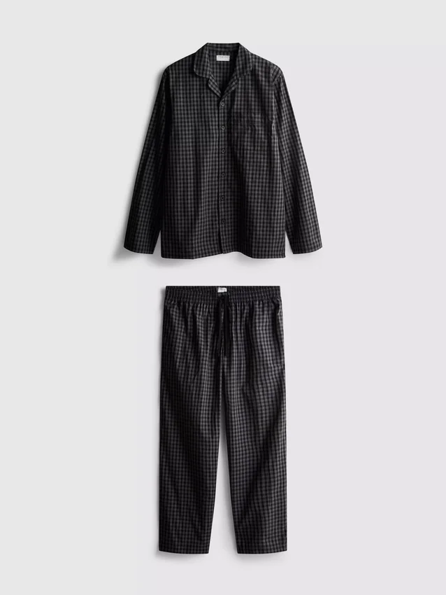 Pijamale lungi din poplin în carouri Pijamale lungi din poplin în carouri