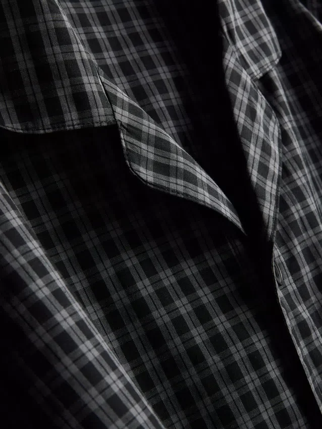 Pijamale lungi din poplin în carouri Pijamale lungi din poplin în carouri