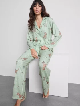 Pijamale în stil „boyfriend” cu dungi, cu Bambi de la Disney