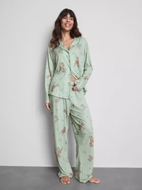 Pijamale în stil „boyfriend” cu dungi, cu Bambi de la Disney