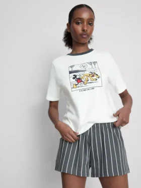 Pijamale scurte cu imprimeu Mickey Mouse de la Disney