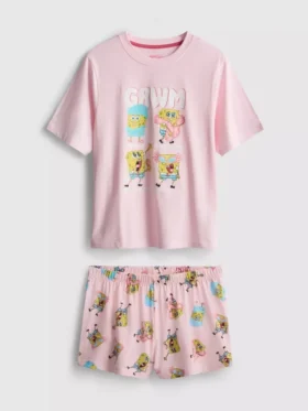 Pijamale scurte cu imprimeu SpongeBob SquarePants