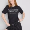 Pijamale scurte cu sloganul „The Devil Wears Prada” Pijamale scurte cu sloganul „The Devil Wears Prada”