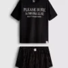 Pijamale scurte cu sloganul „The Devil Wears Prada” Pijamale scurte cu sloganul „The Devil Wears Prada”