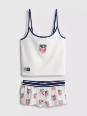 Pijamale scurte cu top fără mâneci din bumbac „Usa FC”
