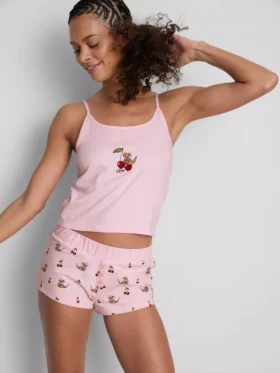 Pijamale scurte cu top fără mâneci și pantaloni scurți cu imprimeu Winnie the Pooh Roo de la Disney
