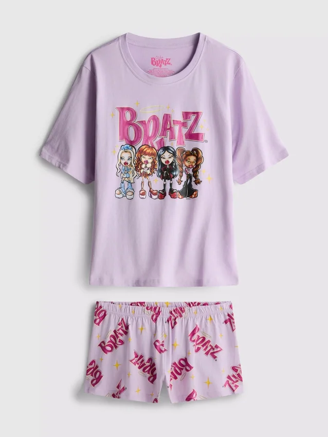 Pijamale scurte din bumbac cu imprimeu Bratz Pijamale scurte din bumbac cu imprimeu Bratz