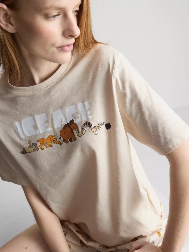 Pijamale scurte din bumbac cu imprimeu Disney „Ice Age” Pijamale scurte din bumbac cu imprimeu Disney „Ice Age”