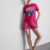 Pijamale scurte din bumbac cu imprimeu grafic pentru domnișoare de onoare