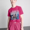 Pijamale scurte din bumbac cu imprimeu grafic pentru domnișoare de onoare