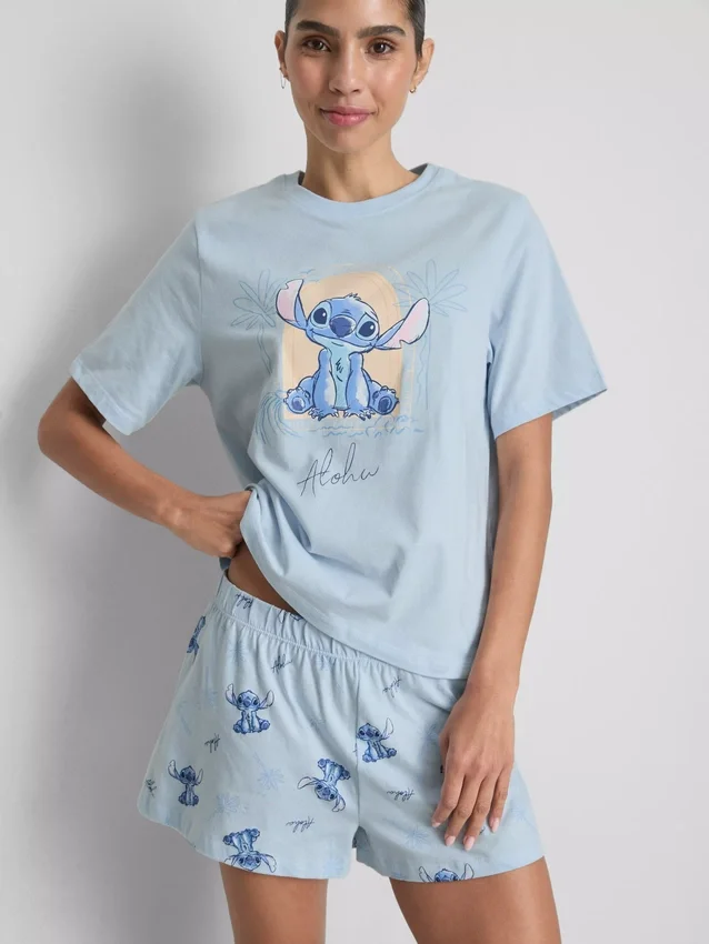 Pijamale scurte din bumbac cu imprimeu Stitch de la Disney Pijamale scurte din bumbac cu imprimeu Stitch de la Disney