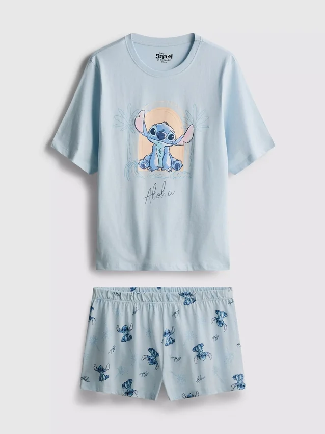 Pijamale scurte din bumbac cu imprimeu Stitch de la Disney Pijamale scurte din bumbac cu imprimeu Stitch de la Disney