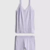 Pijamale scurte fără cusături, cu top tip cami Pijamale scurte fără cusături, cu top tip cami