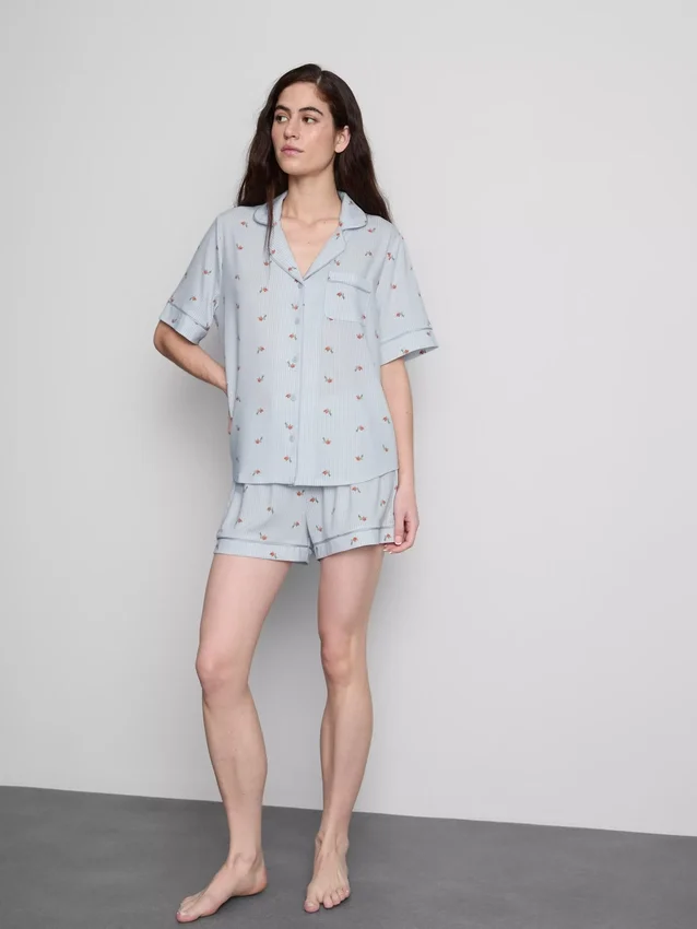 Pijamale scurte tip „boyfriend” cu imprimeu Pijamale scurte tip „boyfriend” cu imprimeu