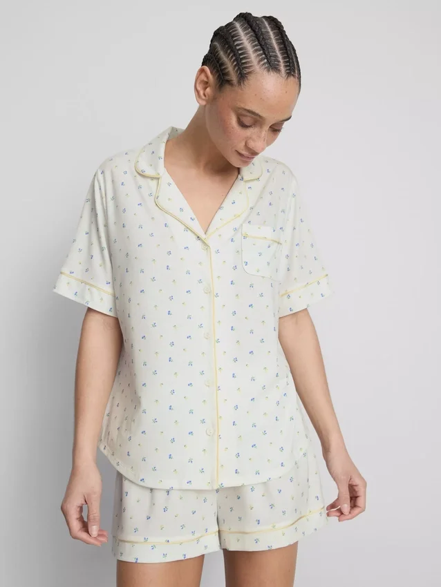 Pijamale scurte tip „boyfriend” cu imprimeu Pijamale scurte tip „boyfriend” cu imprimeu