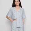 Pijamale scurte tip „boyfriend” cu imprimeu Pijamale scurte tip „boyfriend” cu imprimeu