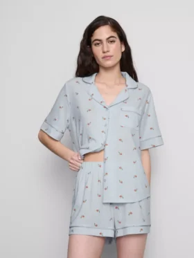 Pijamale scurte tip „boyfriend” cu imprimeu Pijamale scurte tip „boyfriend” cu imprimeu