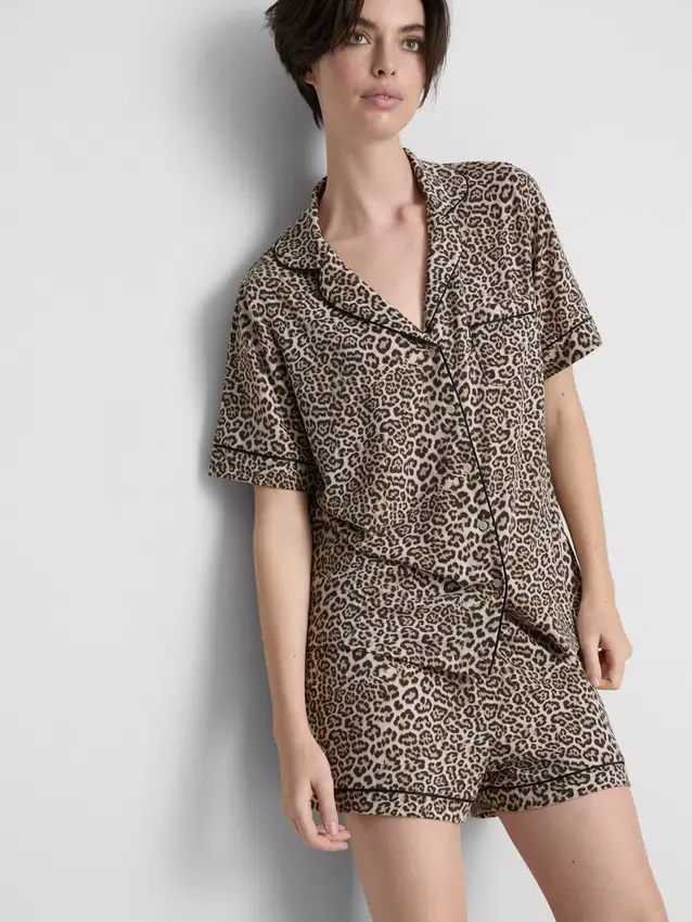 Pijamale scurte tip „boyfriend” cu imprimeu Pijamale scurte tip „boyfriend” cu imprimeu