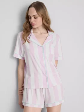 Pijamale scurte tip „boyfriend” cu imprimeu Pijamale scurte tip „boyfriend” cu imprimeu