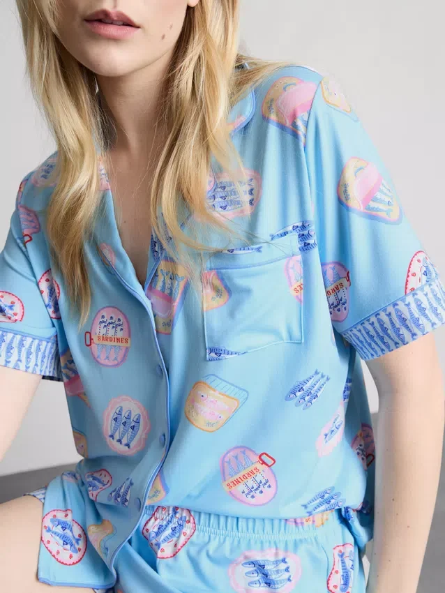 Pijamale scurte tip „boyfriend” cu imprimeu Pijamale scurte tip „boyfriend” cu imprimeu