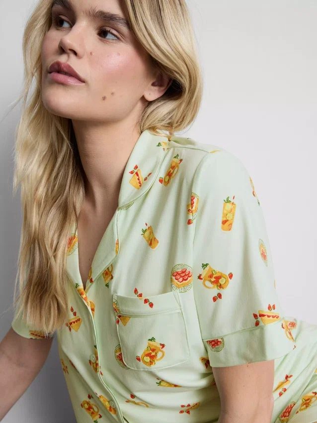 Pijamale scurte tip „boyfriend” cu imprimeu Pijamale scurte tip „boyfriend” cu imprimeu