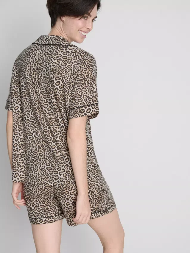 Pijamale scurte tip „boyfriend” cu imprimeu Pijamale scurte tip „boyfriend” cu imprimeu