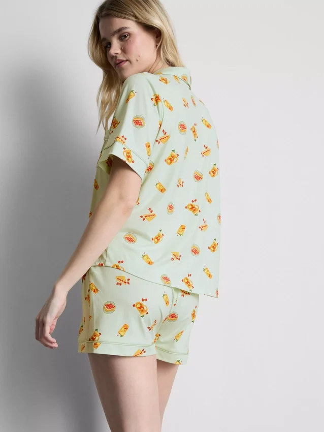 Pijamale scurte tip „boyfriend” cu imprimeu Pijamale scurte tip „boyfriend” cu imprimeu