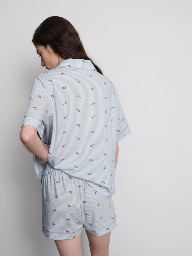 Pijamale scurte tip „boyfriend” cu imprimeu Pijamale scurte tip „boyfriend” cu imprimeu
