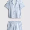 Pijamale scurte tip „boyfriend” cu imprimeu Pijamale scurte tip „boyfriend” cu imprimeu