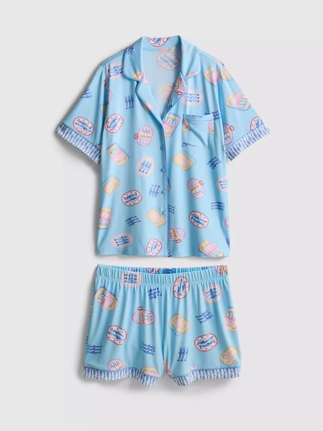 Pijamale scurte tip „boyfriend” cu imprimeu Pijamale scurte tip „boyfriend” cu imprimeu
