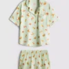 Pijamale scurte tip „boyfriend” cu imprimeu Pijamale scurte tip „boyfriend” cu imprimeu