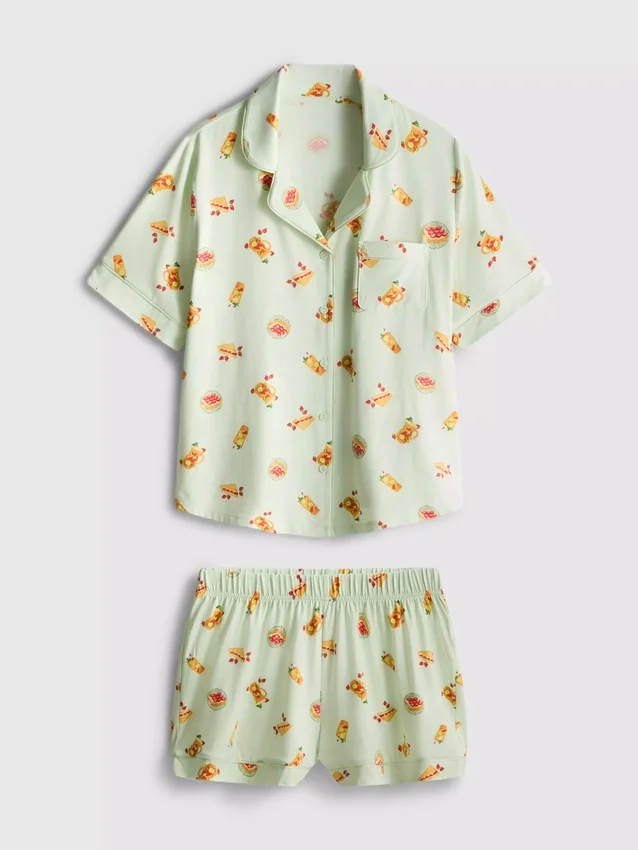 Pijamale scurte tip „boyfriend” cu imprimeu Pijamale scurte tip „boyfriend” cu imprimeu