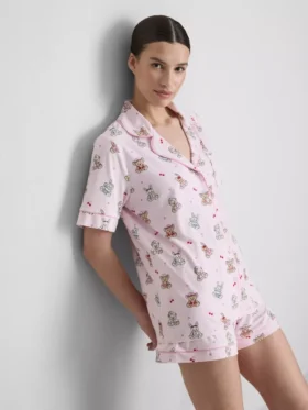 Pijamale scurte tip „boyfriend” cu imprimeu teddy Pijamale scurte tip „boyfriend” cu imprimeu teddy