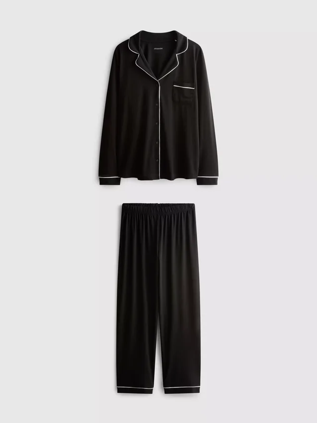 Pijamale tip „boyfriend” cu borduri contrastante Pijamale tip „boyfriend” cu borduri contrastante